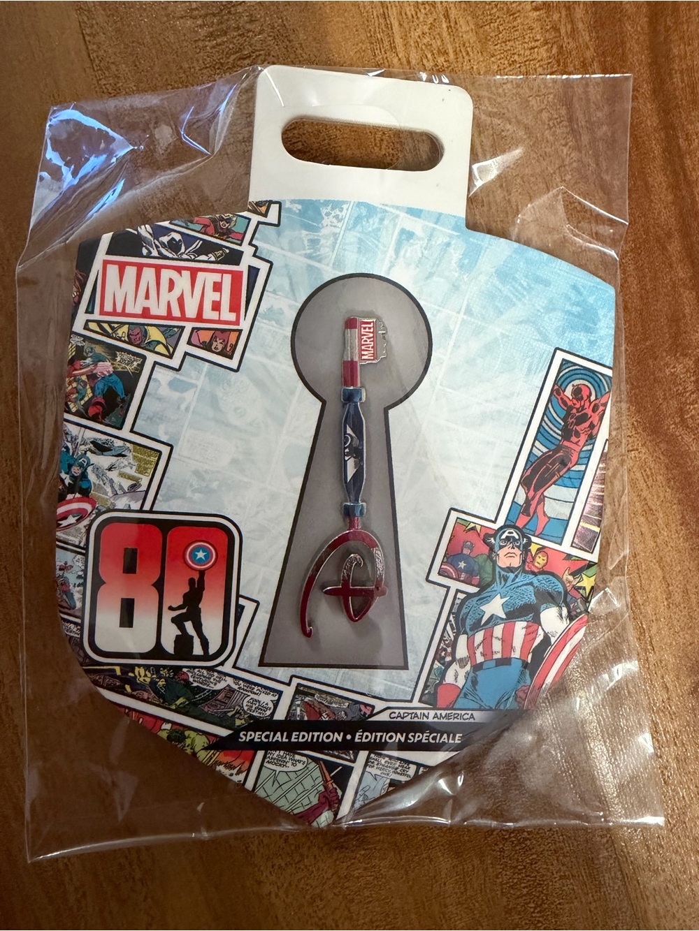 Disney Marvel Black Keychain on Branded Card